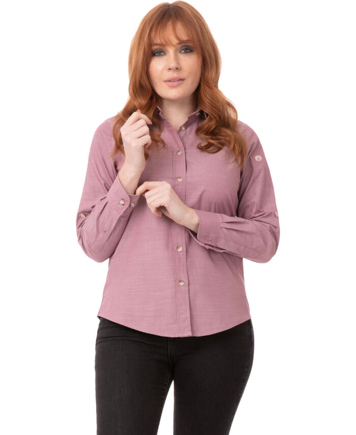 Cubavera Chambray Pintuck Camisa Geométrica De Manga Corta Abotonada