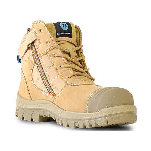 WORKWEAR, SAFETY & CORPORATE CLOTHING SPECIALISTS Naturals - Zippy - Wheat Nubuck Zip / Lace Safety Boot-Wheat-12