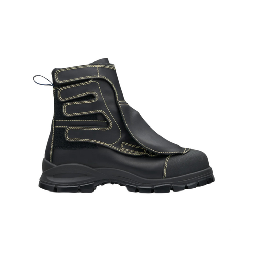 WORKWEAR, SAFETY & CORPORATE CLOTHING SPECIALISTS - Black flame retardant leather smelter boot with metatarsal guard - 230mm height