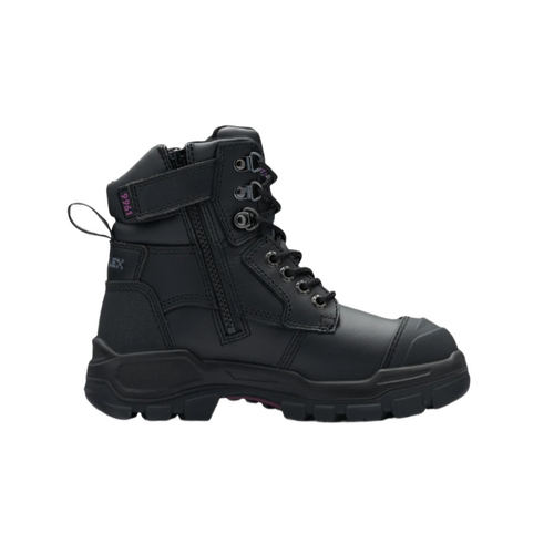 WORKWEAR, SAFETY & CORPORATE CLOTHING SPECIALISTS RotoFlex Black water-resistant Platinum leather 150mm zip sided women's safety boot