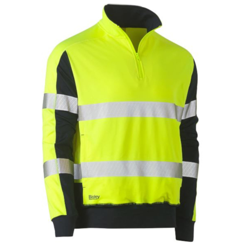 WORKWEAR, SAFETY & CORPORATE CLOTHING SPECIALISTS DISCONTINUED - TAPED HI VIS STRETCHY FLEECE ZIP PULLOVER