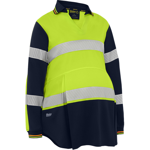 WORKWEAR, SAFETY & CORPORATE CLOTHING SPECIALISTS - Women's Taped Hi Vis Recycled V-Neck Maternity Polo