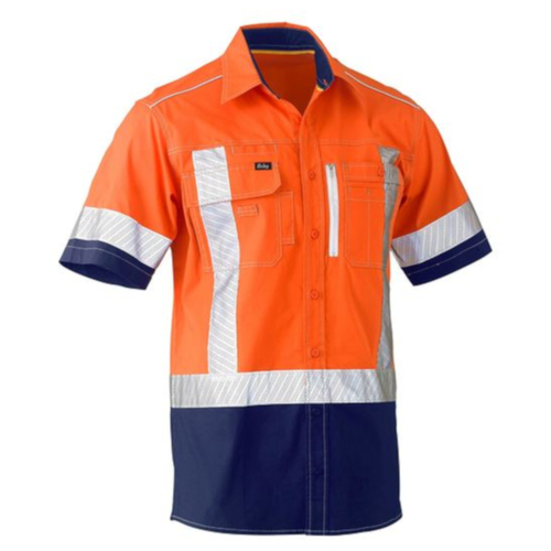 WORKWEAR, SAFETY & CORPORATE CLOTHING SPECIALISTS DISCONTINUED - FLEX & MOVE  X TAPED HI VIS UTILITY SHIRT - SHORT SLEEVE