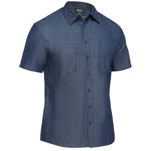 WORKWEAR, SAFETY & CORPORATE CLOTHING SPECIALISTS - DISCONTINUED - MENS SHORT SLEEVE DENIM WORK SHIRT