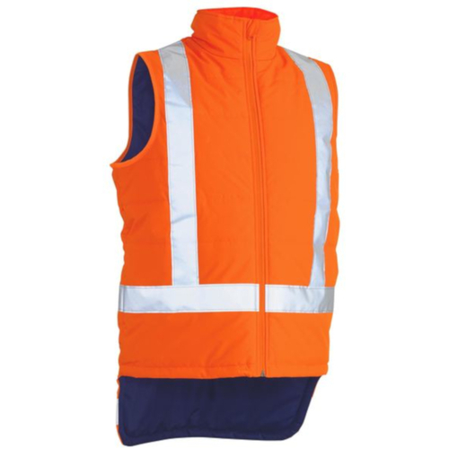 WORKWEAR, SAFETY & CORPORATE CLOTHING SPECIALISTS DISCONTINUED - TAPED HI VIS PUFFER VEST - X BACK (SHOWER PROOF)