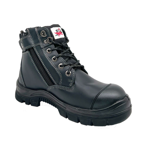WORKWEAR, SAFETY & CORPORATE CLOTHING SPECIALISTS - 6" BLACK F/GRAIN LEATHER SCUFF CAP COMP TOE
