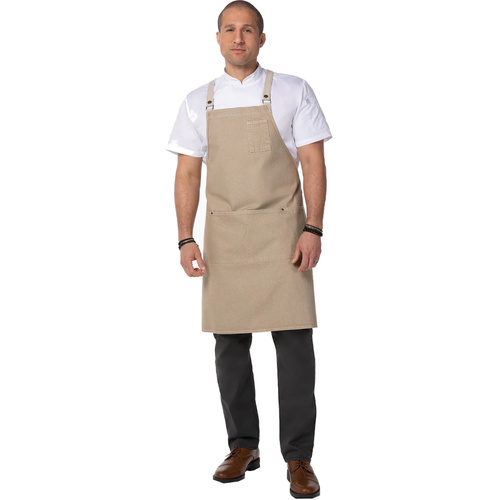 WORKWEAR, SAFETY & CORPORATE CLOTHING SPECIALISTS Austin Cross Back Bib Apron Natural