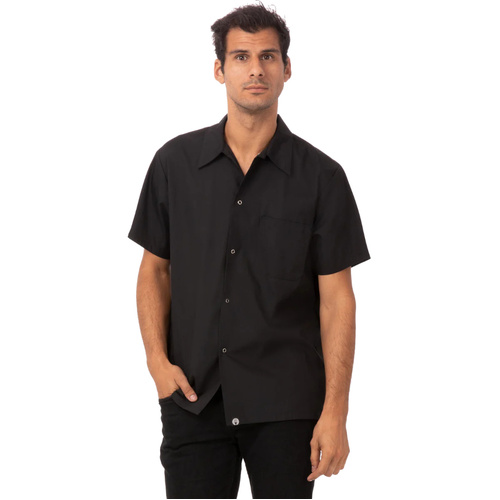 WORKWEAR, SAFETY & CORPORATE CLOTHING SPECIALISTS - Black Utility Cook Shirt w/ Snaps