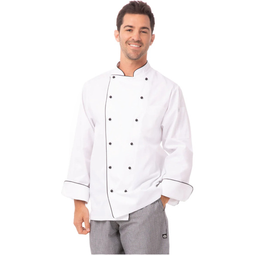 WORKWEAR, SAFETY & CORPORATE CLOTHING SPECIALISTS - Newport Executive Chef Jacket w/ Black Piping