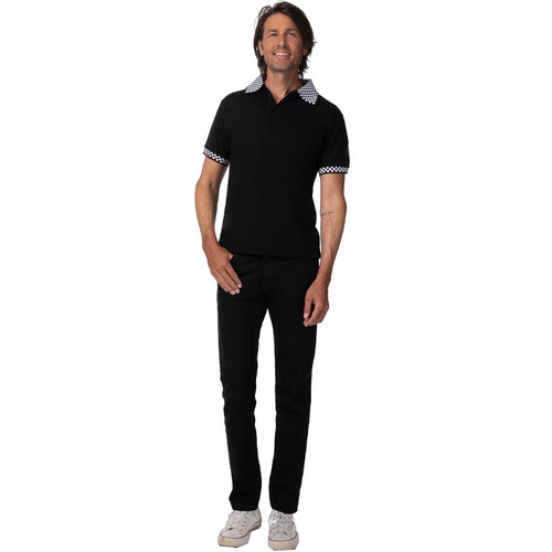 WORKWEAR, SAFETY & CORPORATE CLOTHING SPECIALISTS Black Polo with Checked Cuff and Collar