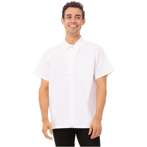 WORKWEAR, SAFETY & CORPORATE CLOTHING SPECIALISTS - White Utility Cook Shirt w/ Snaps