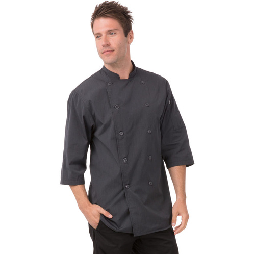 WORKWEAR, SAFETY & CORPORATE CLOTHING SPECIALISTS - Deep Grey 3/4 Sleeve Chef Shirt