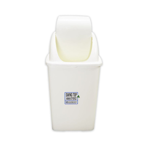 WORKWEAR, SAFETY & CORPORATE CLOTHING SPECIALISTS GARBAGE BIN, TIDY BIN WHITE SWING TOP 27 LITRE