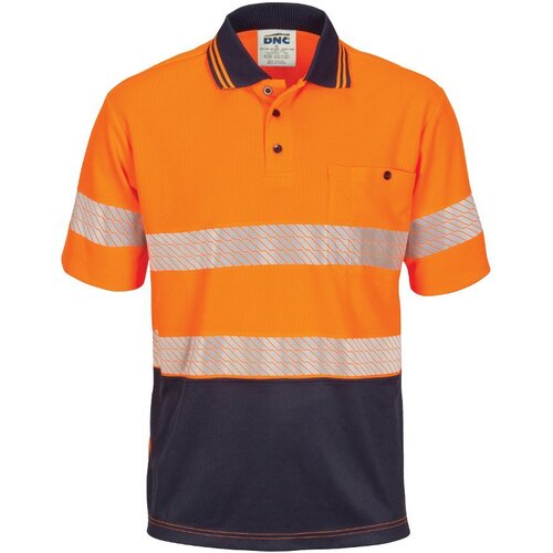 WORKWEAR, SAFETY & CORPORATE CLOTHING SPECIALISTS HiVis Segment Taped Micromesh Polo-Short Sleeve