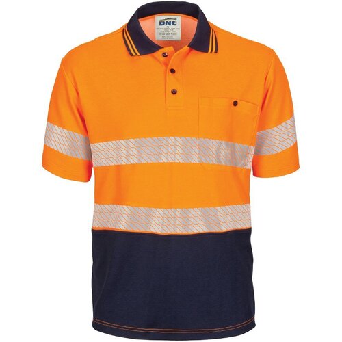 WORKWEAR, SAFETY & CORPORATE CLOTHING SPECIALISTS - HiVis Segment Taped Cotton Backed Polo- Short Sleeve