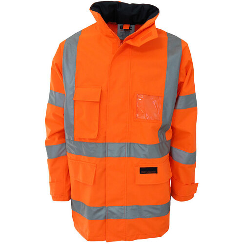 WORKWEAR, SAFETY & CORPORATE CLOTHING SPECIALISTS - HiVis Breathable Rain Jacket Biomotion tape