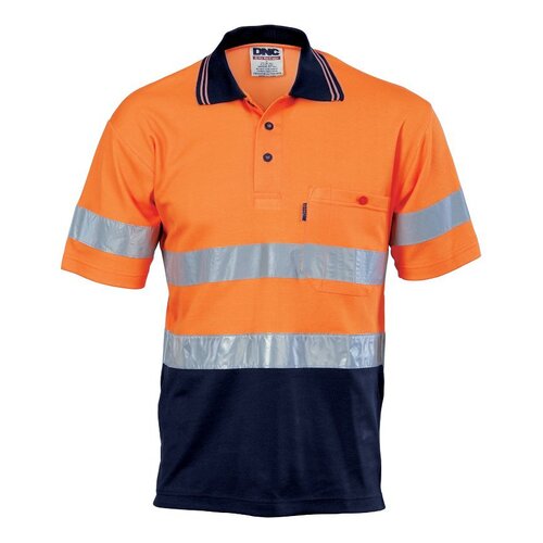 WORKWEAR, SAFETY & CORPORATE CLOTHING SPECIALISTS - Hi Vis Two Tone Cotton Back Polos with Generic R.Tape - short sleeve