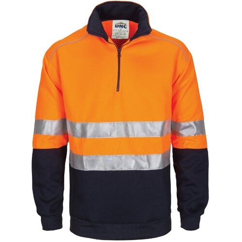 WORKWEAR, SAFETY & CORPORATE CLOTHING SPECIALISTS HiVis 1/2 Zip Fleecy with Hoop Pattern CSR Reflective Tape
