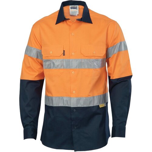 WORKWEAR, SAFETY & CORPORATE CLOTHING SPECIALISTS - HiVis two tone drill shirts with 3M8906 R/Tape - long sleeve