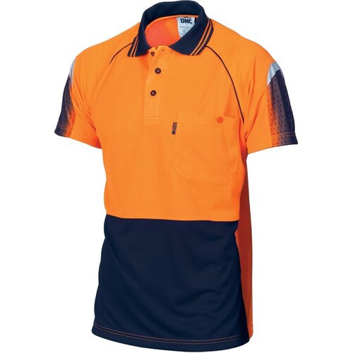 WORKWEAR, SAFETY & CORPORATE CLOTHING SPECIALISTS - HiVis Cool-Breathe Sublimated Piping Polo - Short Sleeve