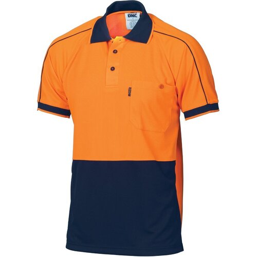 WORKWEAR, SAFETY & CORPORATE CLOTHING SPECIALISTS - HiVis Cool-Breathe Double Piping Polo - Short Sleeve