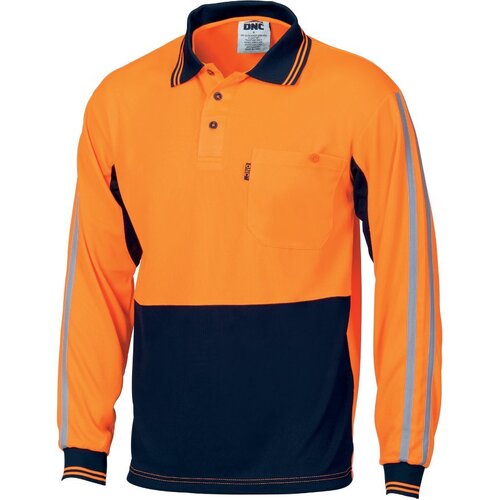WORKWEAR, SAFETY & CORPORATE CLOTHING SPECIALISTS - HiVis Cool-Breathe Stripe Polo - long Sleeve