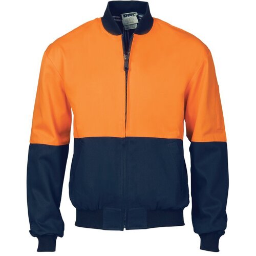 WORKWEAR, SAFETY & CORPORATE CLOTHING SPECIALISTS - HiVis Two Tone Cott on Bomber Jacket