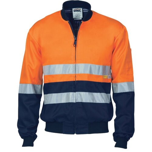 WORKWEAR, SAFETY & CORPORATE CLOTHING SPECIALISTS - HiVis Two Tone D/N Cotton Bomber Jacket with CSR R/tape