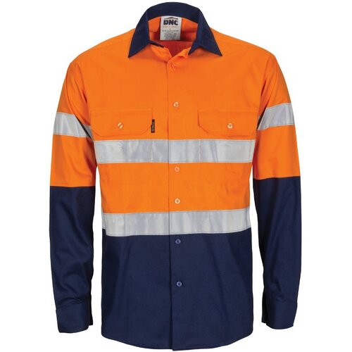WORKWEAR, SAFETY & CORPORATE CLOTHING SPECIALISTS - HiVis R/W Cool-Breeze T2 Vertical Vented Cotton Shirt with Gusset Sleeves, Generic R/Tape - Long Sle