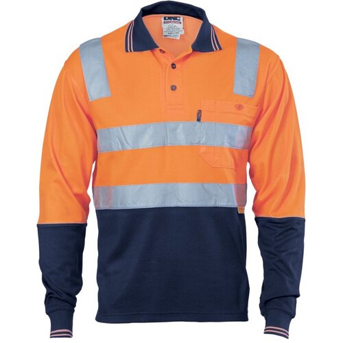 WORKWEAR, SAFETY & CORPORATE CLOTHING SPECIALISTS - Cotton Back HiVis Two Tone Polo Shirt with CSR R/ Tape - L/S