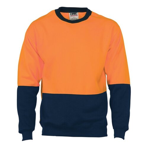 WORKWEAR, SAFETY & CORPORATE CLOTHING SPECIALISTS - HiVis Two Tone Fleecy Sweat Shirt (Sloppy Joe) Crew-Neck