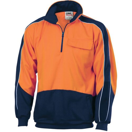 WORKWEAR, SAFETY & CORPORATE CLOTHING SPECIALISTS - HiVis 2 Tone 1/2 Zip Hi-Neck Panel Fleecy Windcheater