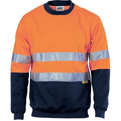 WORKWEAR, SAFETY & CORPORATE CLOTHING SPECIALISTS - HiVis Two Tone Fleecy Sweat Shirt (Sloppy Joe) with CSR R/Tape Crew-Neck