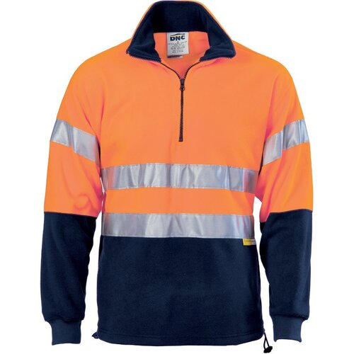 WORKWEAR, SAFETY & CORPORATE CLOTHING SPECIALISTS - HiVis Two Tone 1/2 Zip Polar Fleece with CSR R/Tape
