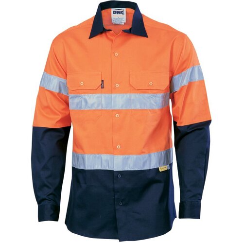 WORKWEAR, SAFETY & CORPORATE CLOTHING SPECIALISTS - HiVis Two Tone Drill Shirt with 3M 8910 R/Tape - Long Sleeve
