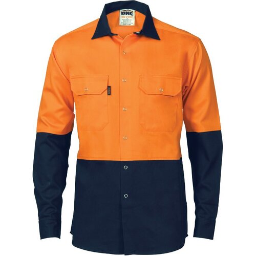 WORKWEAR, SAFETY & CORPORATE CLOTHING SPECIALISTS - HiVis Two Tone Drill Shirt with Press Studs