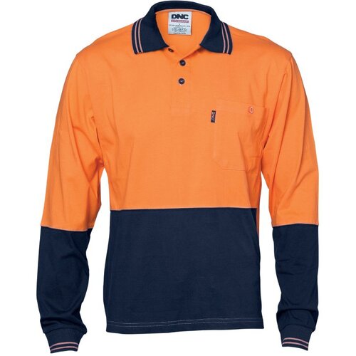WORKWEAR, SAFETY & CORPORATE CLOTHING SPECIALISTS - HiVis Cool-Breeze Cotton Jersey Polo Shirt with Under Arm Cotton Mesh - L/S