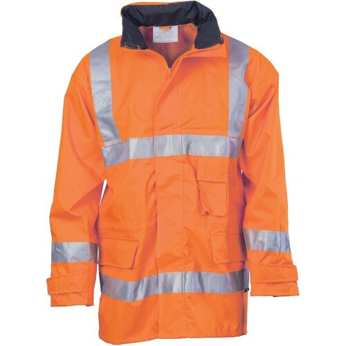 WORKWEAR, SAFETY & CORPORATE CLOTHING SPECIALISTS - HiVis D/N Breath abl e Rain Jacket with 3M R/Tape