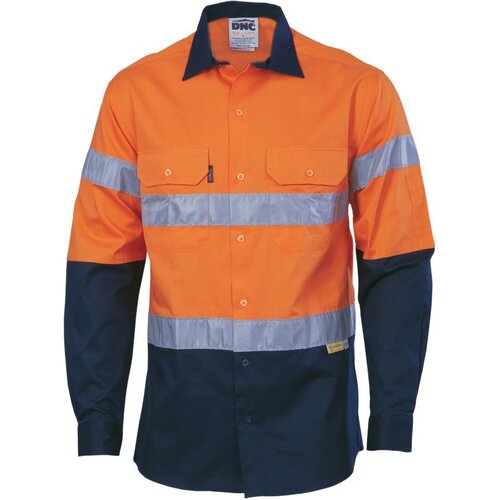 WORKWEAR, SAFETY & CORPORATE CLOTHING SPECIALISTS - HiVis Cool-Breeze Cotton Shirt with 3M 8910 R/Tape - Long sleeve
