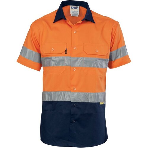 WORKWEAR, SAFETY & CORPORATE CLOTHING SPECIALISTS - HiVis Cool-Breeze Cotton Shirt with 3M 8906 R/Tape - Short sleeve