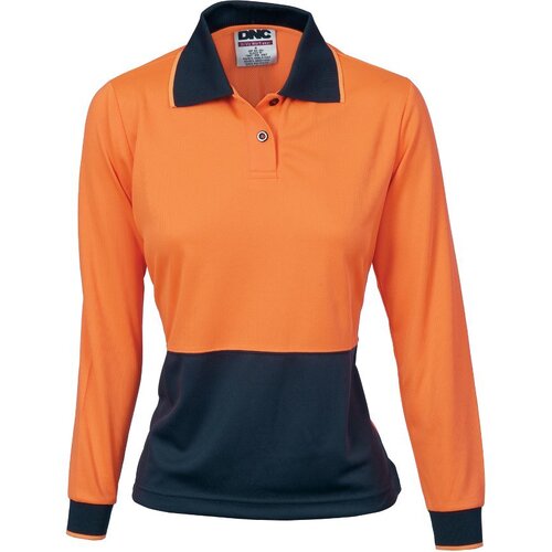 WORKWEAR, SAFETY & CORPORATE CLOTHING SPECIALISTS - Ladies HiVis Two Tone Polo Shirt - Long Sleeve