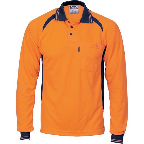 WORKWEAR, SAFETY & CORPORATE CLOTHING SPECIALISTS - Cool-Breeze Contrast Mesh Polo - long sleeve