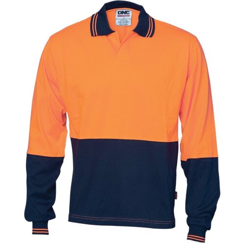WORKWEAR, SAFETY & CORPORATE CLOTHING SPECIALISTS - Hivis Cool Breeze Cotton Jersey Food Industry Polo - Long Sleeve