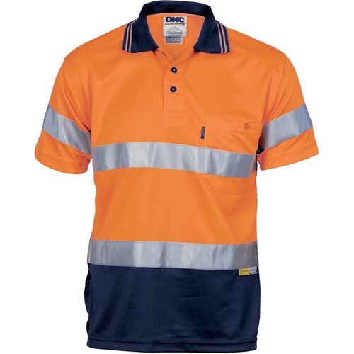WORKWEAR, SAFETY & CORPORATE CLOTHING SPECIALISTS - Hivis D/N Cool Breathe Polo Shirt With 3M 8906 R/Tape - Short Sleeve