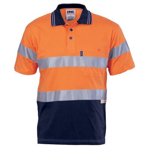 WORKWEAR, SAFETY & CORPORATE CLOTHING SPECIALISTS - Hivis Cool-Breeze Cotton Jersey Polo With CSR R/Tape - S/S