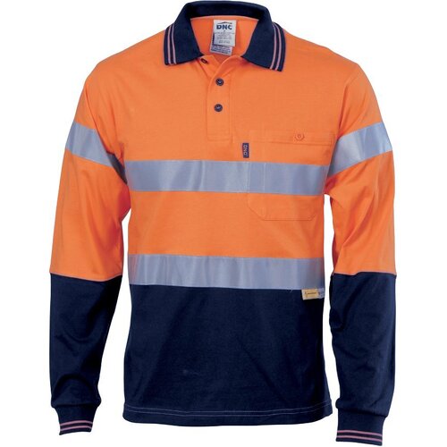 WORKWEAR, SAFETY & CORPORATE CLOTHING SPECIALISTS - Hivis Cool-Breeze Cotton Jersey Polo With CSR R/Tape - L/S