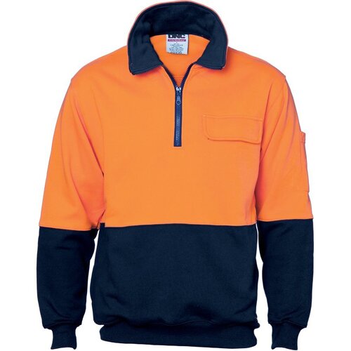 WORKWEAR, SAFETY & CORPORATE CLOTHING SPECIALISTS - HiVis Two Tone 1/2 Zip Cotton Fleecy Windcheater