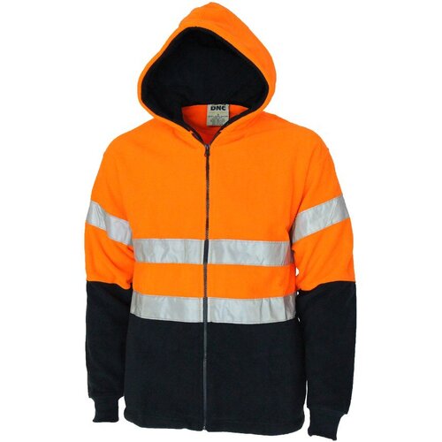 WORKWEAR, SAFETY & CORPORATE CLOTHING SPECIALISTS - Hivis full zip polar fleece hoodie with CSR R/tape