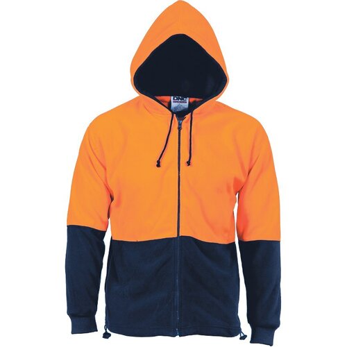 WORKWEAR, SAFETY & CORPORATE CLOTHING SPECIALISTS - HiVis Two Tone Full Zip Polar Fleece Hoodie