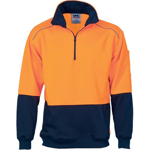 WORKWEAR, SAFETY & CORPORATE CLOTHING SPECIALISTS - HiVis Two Tone 1/2 Zip Reflective Piping Sweat Shirt